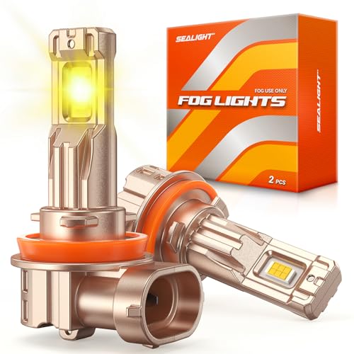SEALIGHT H11/H16/H8 Yellow LED Fog Light Bulb, 18000LM Ultra Bright Yellow