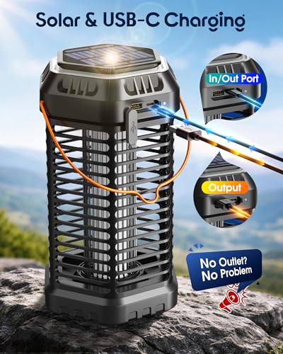 Foldable Solar Bug Zapper Outdoor – Portable 4500V Mosquito Zapper with 12H
