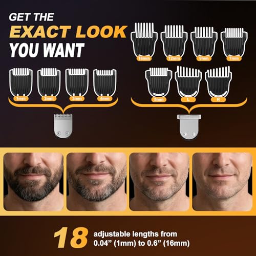 Beard Trimmer for Men, Cordless 18-in-1 Electric Razor & Hair Clipper,Gifts