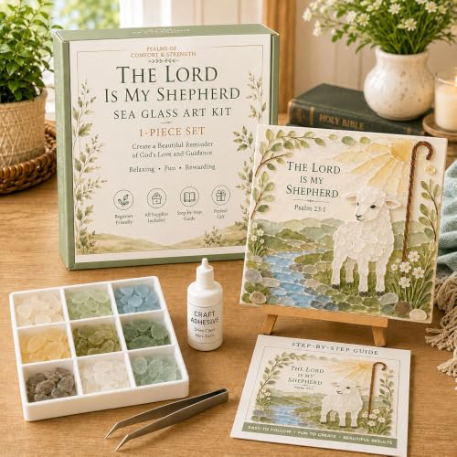 Psalms of Comfort & Strength Sea Glass Art Kit, Christian DIY Craft Kit with