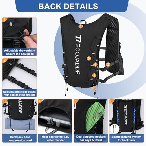 Running Vest for Women Men, 5L/6L Lightweight Hydration Backpack Running Pack for