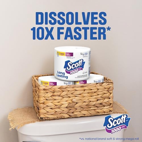 Scott 1000 Toilet Paper, 18 Rolls, 1000 Sheets per Roll