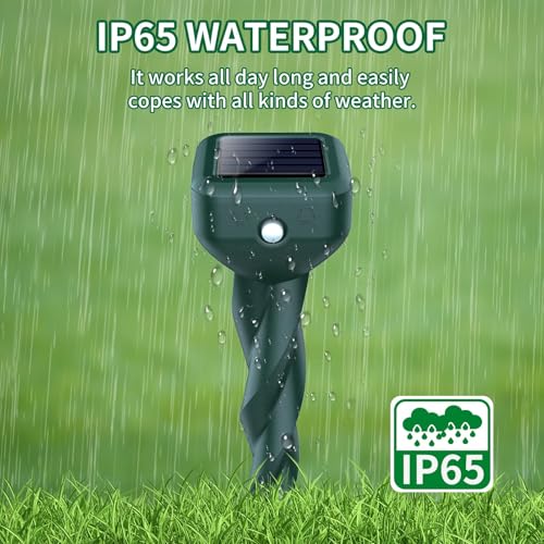 Mole Repellent Solar Powered, 4 Pack Snake & Skunk Repellent for Yard, IP 65