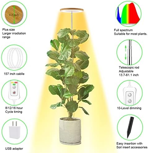 Grow Lights for Indoor Plants, Full Spectrum 6.3" Halo Plant Light