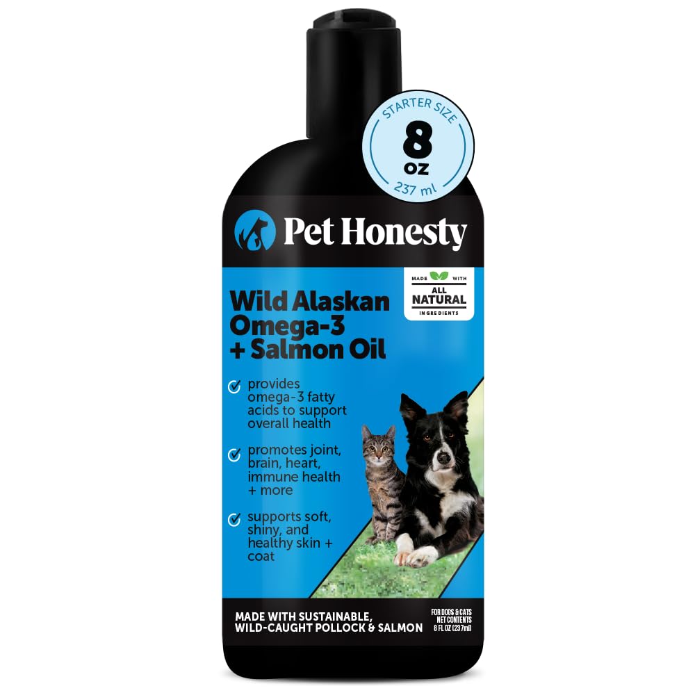 Wild Alaskan Salmon Oil for Dogs + Cats - 100% Pure Natural Omega 3 Fish Oil