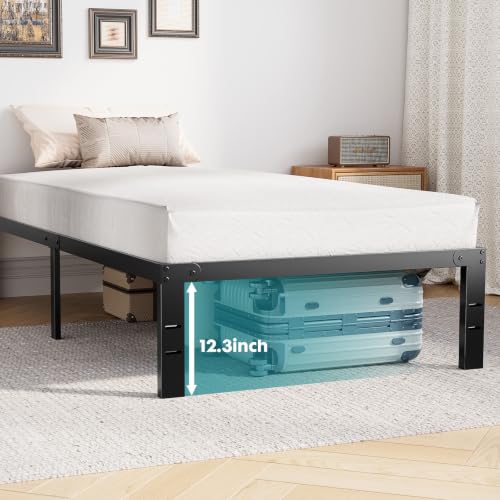 OLIXIS Twin Metal Platform Bed Frame - 14in High Heavy Duty Mattress