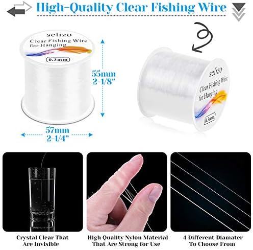 Fishing Wire for Hanging, Selizo 4Pcs Clear Fish Line Fishing String Invisible