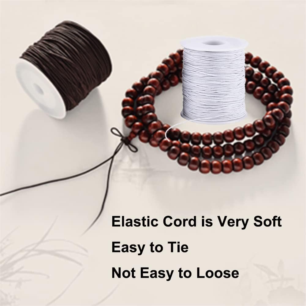 LUSTEMBER Stretchy String for Bracelets, 4 Rolls 1 mm Sturdy Elastic String