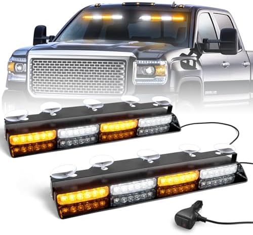 HLauto 2x16.8 inch Dash Strobe Lights, 48 LED Visor Light Bars