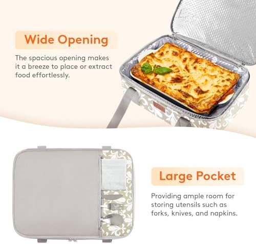 Lifewit Insulated Single Decker Casserole Carrier for Hot or Cold Food