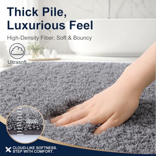 OLANLY Microfiber Bathroom Rugs 30x20, Soft Highly Absorbent Bath Mat, Grey
