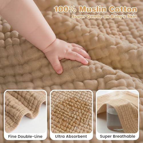 Muslin Hooded Baby Towels 2 Pack, 100% Cotton Baby Bath Towels for Newborn