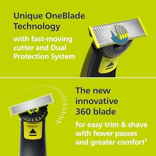 Philips Norelco OneBlade 360 Hybrid Face Trimmer and Shaver, 5 Length Comb