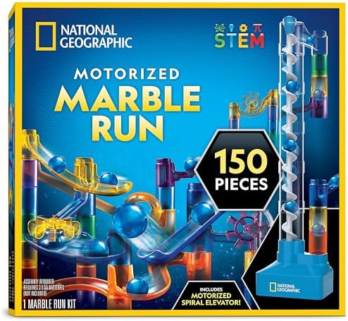 National Geographic Motorized Marble Run 150-Piece Building Set for Kids