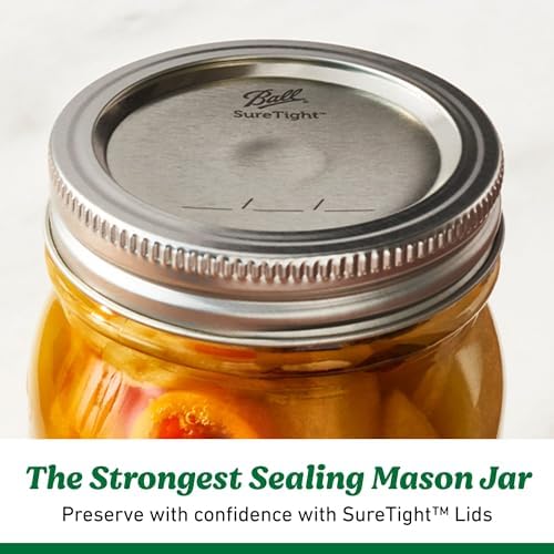 Ball Regular Mouth Pint Glass Mason Jars, 16oz, 8-Count