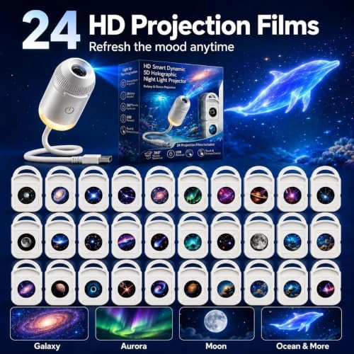 Galaxy Projector Night Light, 2-in-1 Holographic Star 5d Ocean Projector Plug