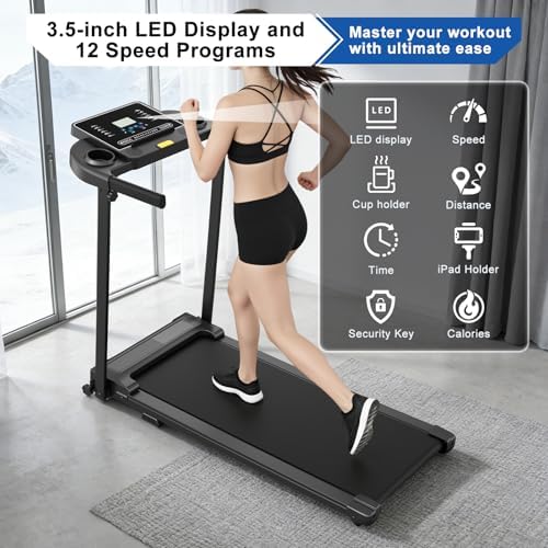 Treadmills for Home Walking Pad Machine- Foldable Treadmill with Handle Bar for Running