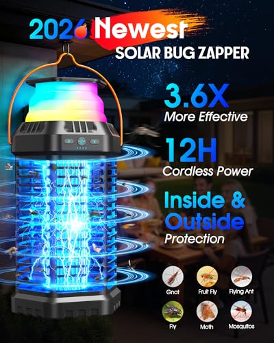 Foldable Solar Bug Zapper Outdoor – Portable 4500V Mosquito Zapper with 12H