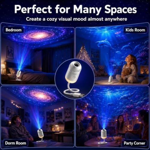 2027 Upgraded Hd Smart Dynamic 5d Holographic Night Light Projector, Plug and