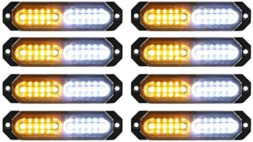 ASPL 8pcs Ultra Slim 12-LED Surface Mount Flashing Strobe Lights