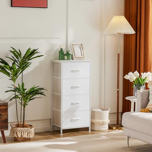 DUMOS Nightstand, Bedside Table with 4 Fabric Drawers