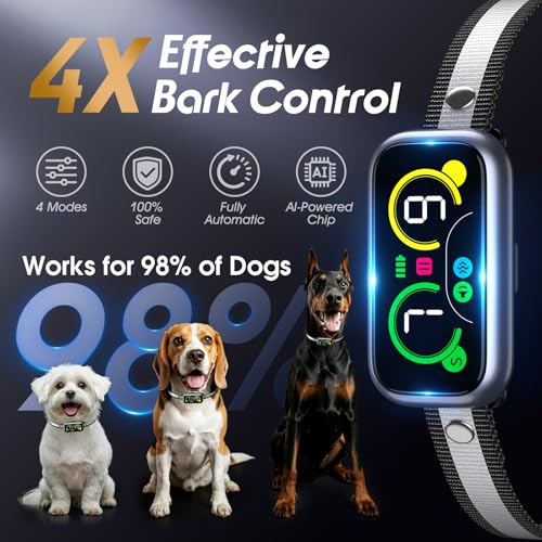 Smart Dog Bark Collar with Advanced Bark Detection, Anti Barking Devices with
