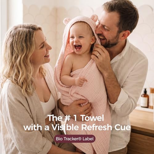 Momcozy 6-Layer Muslin Cotton Baby Towels with Hood, 32x32 Inch, Pink