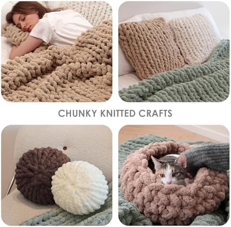 Jumbo Chunky Yarn for Hand Knitting - Chunky Chenille Yarn for Crocheting Blankets