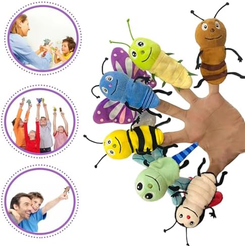 6pcs Insect Finger Puppet Set, Mini Hand Puppets Suitable for Kids