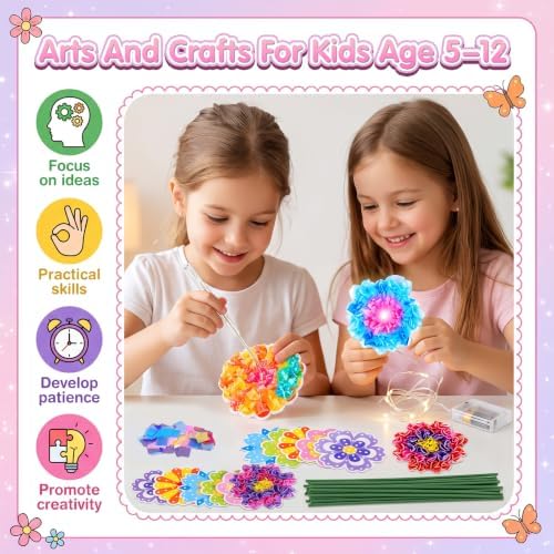 Fennoral 10 Pack Flower Poke in Craft Kits for Kids with LED Lights Make You Own DIY