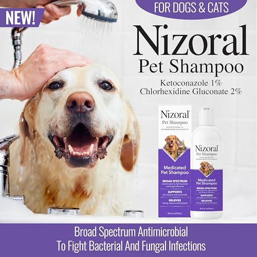 Nizoral Ketoconazole Pet Shampoo, 16 Oz, Chlorhexidine, Dogs & Cats