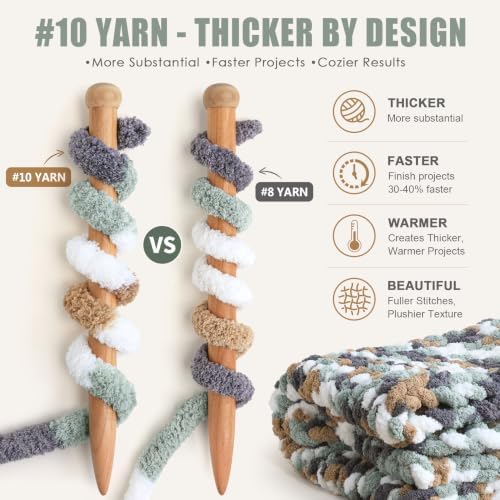 Jumbo Chunky Yarn for Hand Knitting - Chunky Chenille Yarn for Crocheting Blankets
