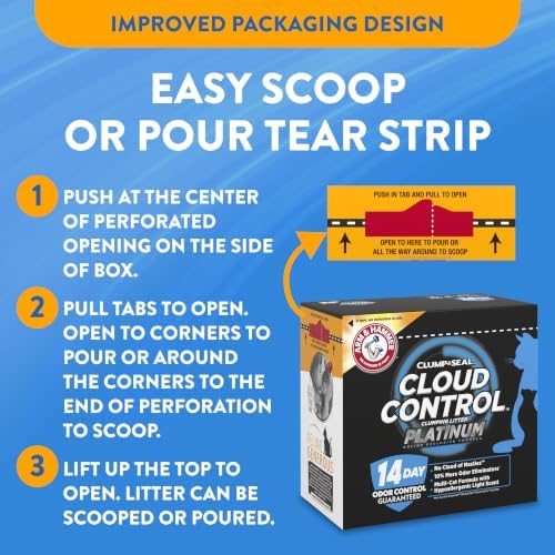 ARM & HAMMER Cloud Control Platinum- Improved Packaging Clumping Cat Litter, 34 lb