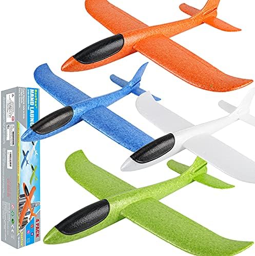 BooTaa 4 Pack Airplane/Flying Toys, 17.5" Large Throwing Foam Plane/Gliders