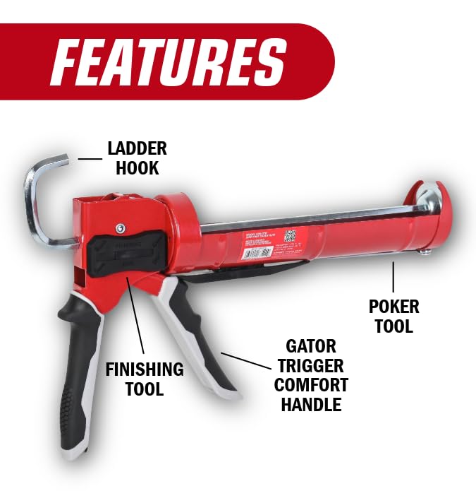 Newborn 930-GTD Drip-Free Smooth Hex Rod Cradle Caulking Gun with Gator