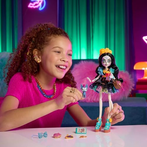Monster High Skelita Calaveras Fashion Doll with Pet and 7 Accessories