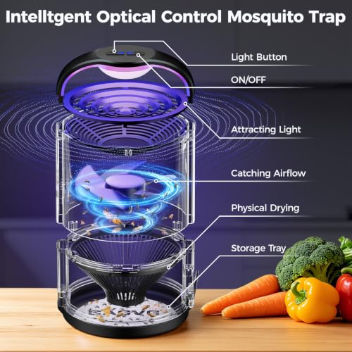 Fruit Fly Traps for Indoors, Indoor Fly Trap with Adjust Lighting, Black