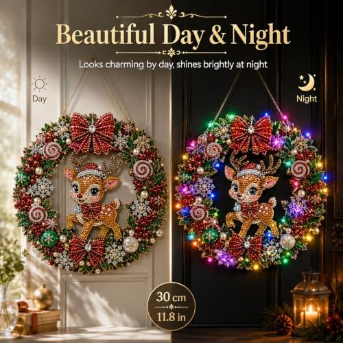 Christmas Pearl Diamond Painting Kit with LED String Lights (SNM 1, 9.84in)