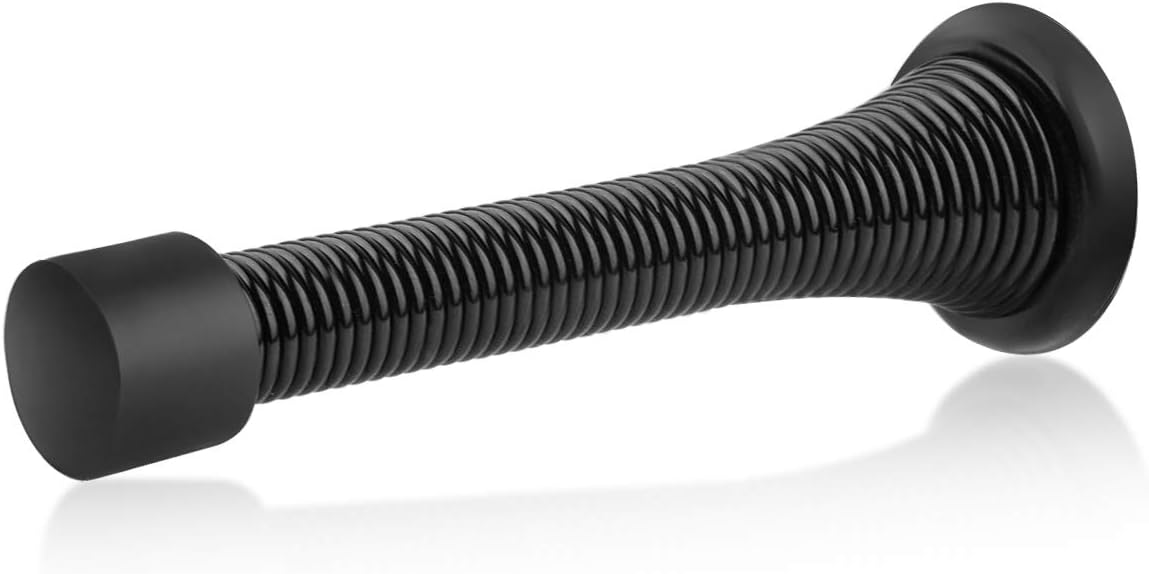 HOMOTEK 12 Pack Black Spring Door Stops,3-1/8" Heavy Duty - Flexible Door