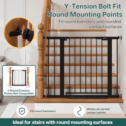 InnoTruth 27-36.6 in Wide Baby Gate for Stairs and Doorways, Black
