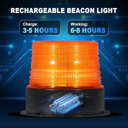 AnTom Magnetic Wireless Strobe Light Amber Warning Beacon Light for Trucks
