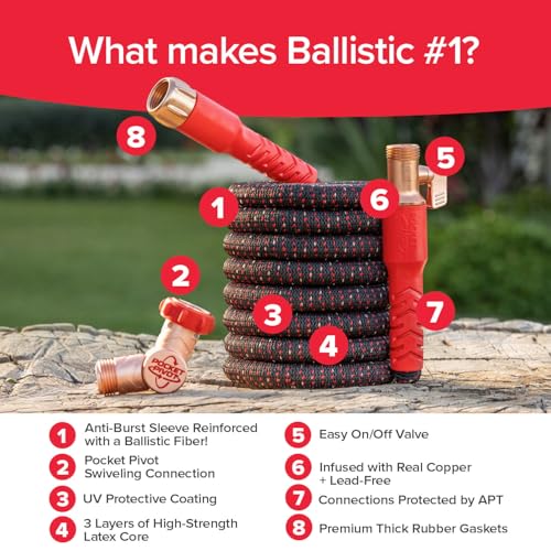 Pocket Hose Ballistic 50 FT Expandable Garden Hose, No-Kink, As Seen on TV