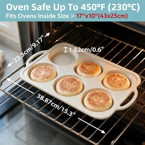 Nonstick Silicone Muffin Top Pan: 4 Inch Jumbo Silicone Egg Molds Frame