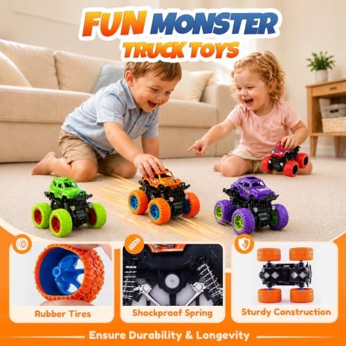 4 Pack Monster Trucks Toys for Boys 2 3 4 5 6 7 Year Old