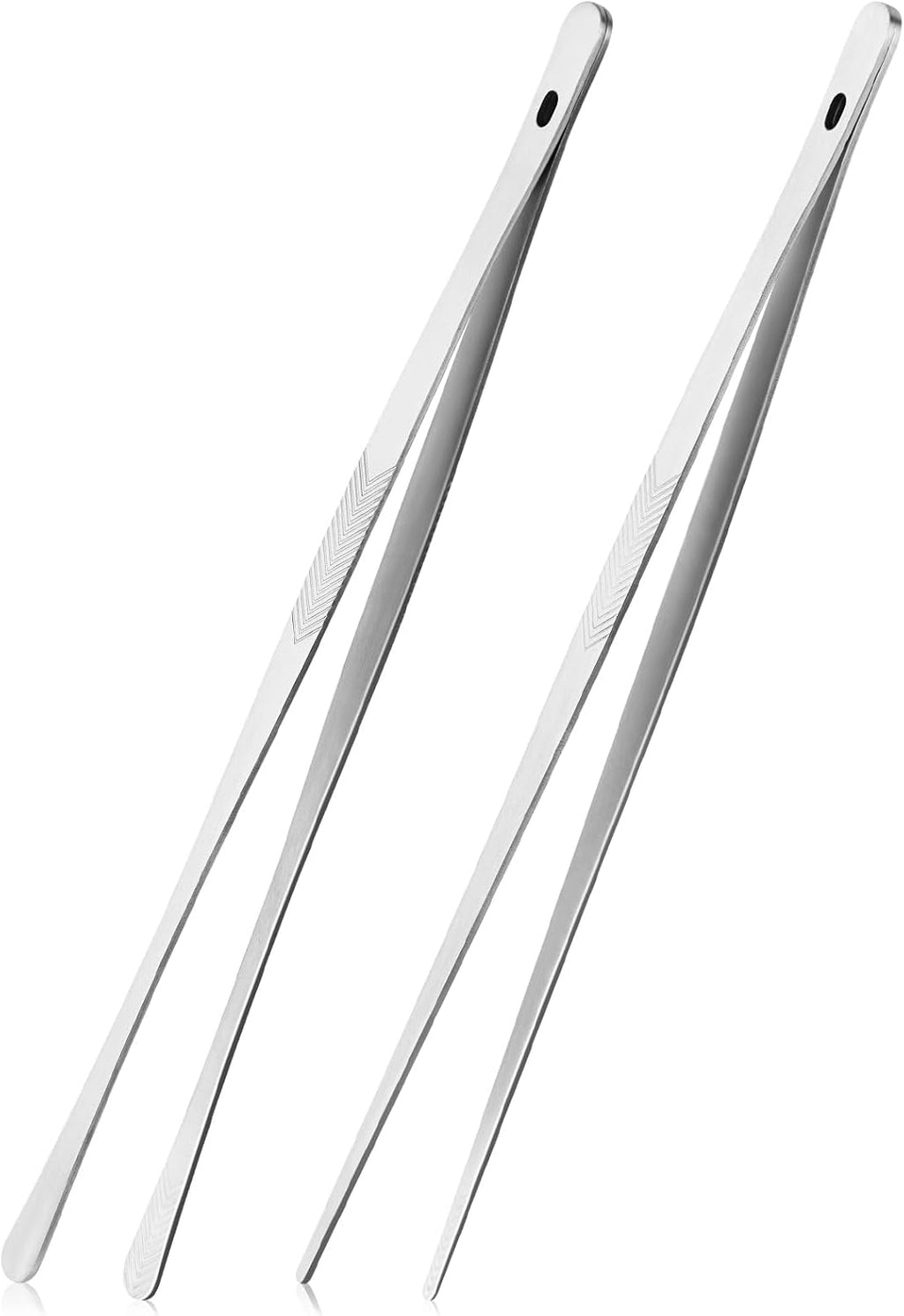2PCS 12" Stainless Steel Kitchen Tongs Tweezers with Serrated Tips