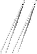 2PCS 12" Stainless Steel Kitchen Tongs Tweezers with Serrated Tips