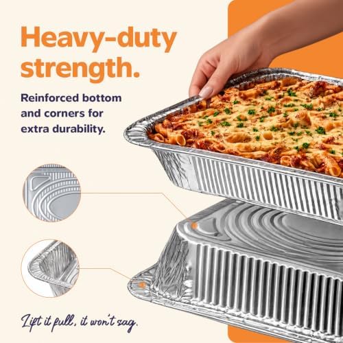 GUSTO 9x13 Inch Aluminum Foil Pans [30 Count] Half Size Deep