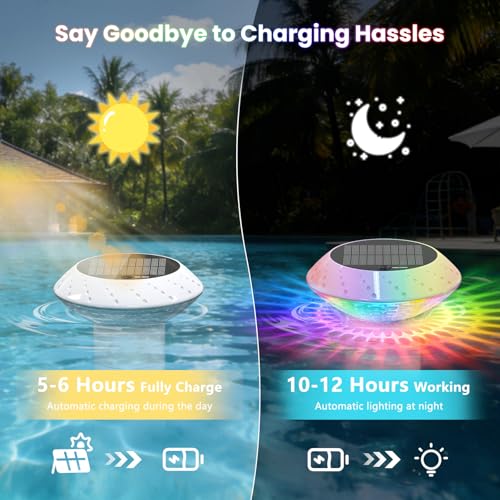 2026 Upgrade Solar Pool Chlorine Floater 3 Inch Tablets(1 Pack), 1800mAh