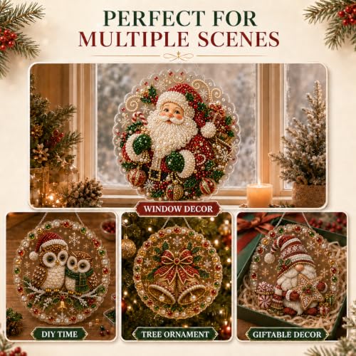 AYTHSRIC Christmas Pearl Diamond Painting Suncatcher Kit, Acrylic DIY Diamond