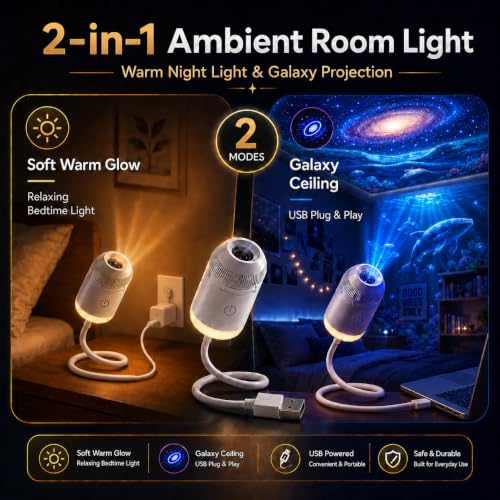 Galaxy Projector Night Light, 2-in-1 Holographic Star 5d Ocean Projector Plug